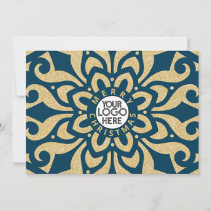 God jul Business Logotyp Snowflake Blue Guld Julkort