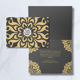 God jul Business Logotyp Snowflake Guld Helgkort