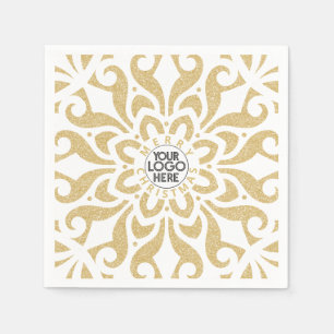 God jul Business Logotyp Snowflake Guld Pappersservett