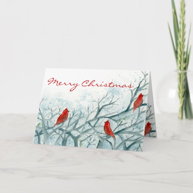 God jul Business Red Kardinal Birds Helgkort (Framsida)