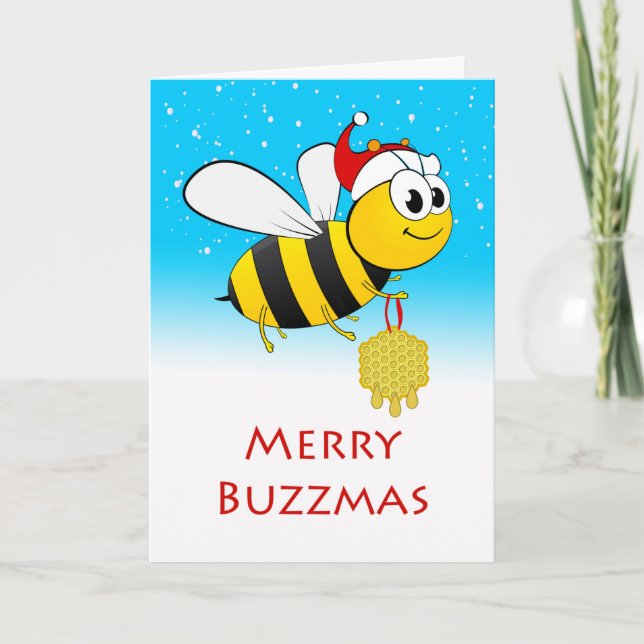 God jul, Buzzmas Bee med honung Ornament Kort (Framsida)