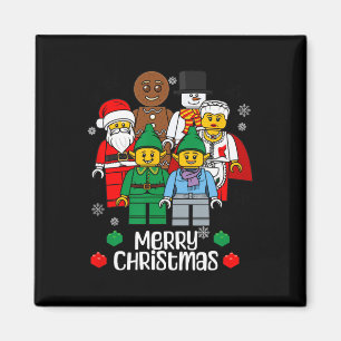 God Jul Byggstenar Tomte Alv Snöman Magnet