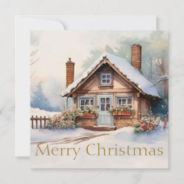 God jul Cabin i snöslandskap