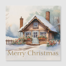 God jul Cabin i snöslandskap