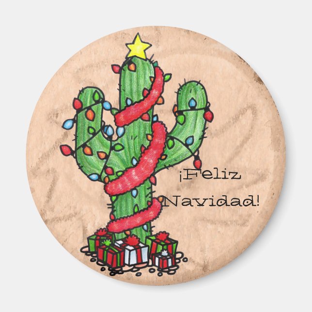 God Jul Cactus Magnet (Framsidan)