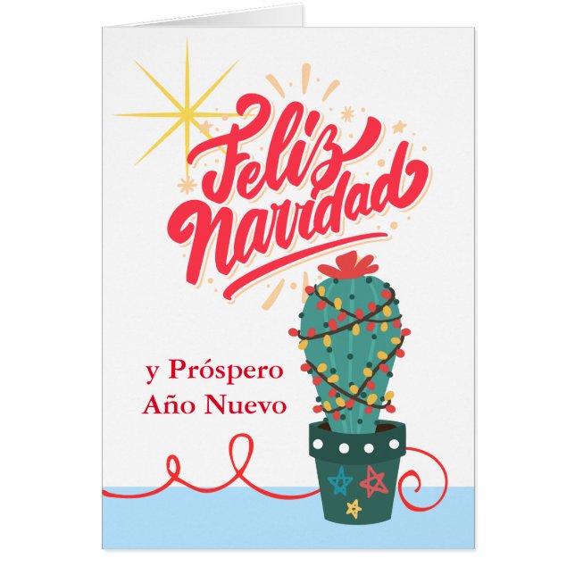God jul Cactus Spain Feliz Navidad Hälsningskort (Framsidan)