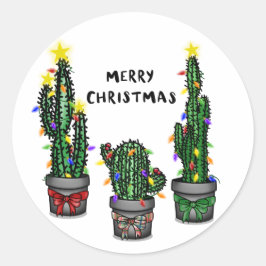 God jul Cactus Sticker Runt Klistermärke