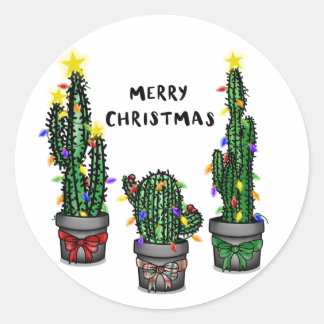 God jul Cactus Sticker Runt Klistermärke