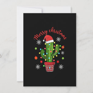 God jul Cactus with Santa Hat Light Funny Inbjudningar