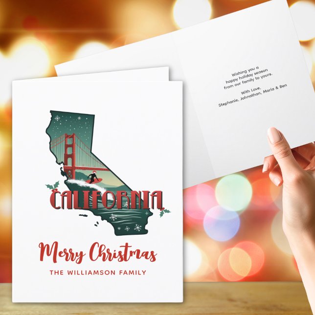 God jul California State Helgdag Card Helgkort (Add text & Family name to personalize.  Matching items available in collection)