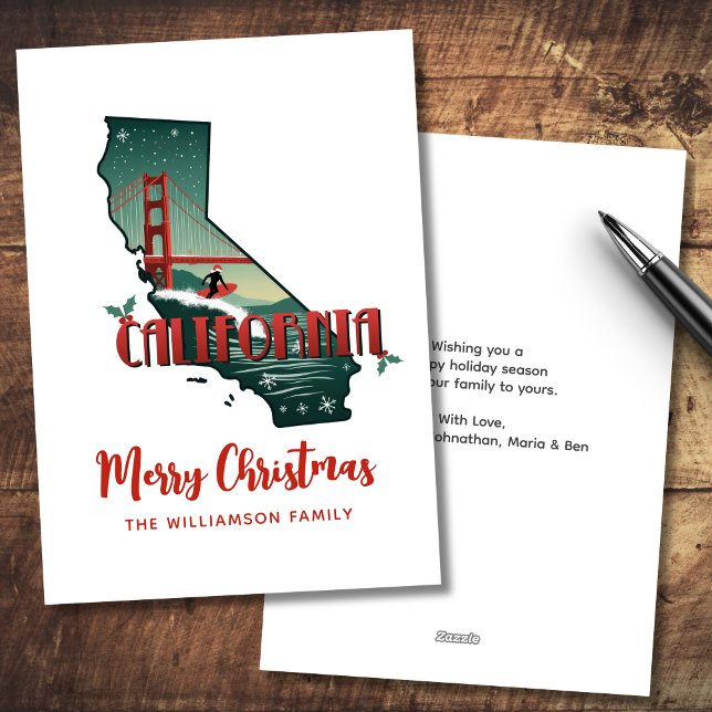 God jul California State Helgdag Card Julkort (Personalize with Family name, and message.  Matching items in the collection)
