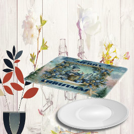 God jul Calligraphy Blue Elf Golden Decor