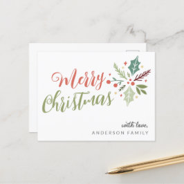 God jul Calligraphy Foliage Vykort