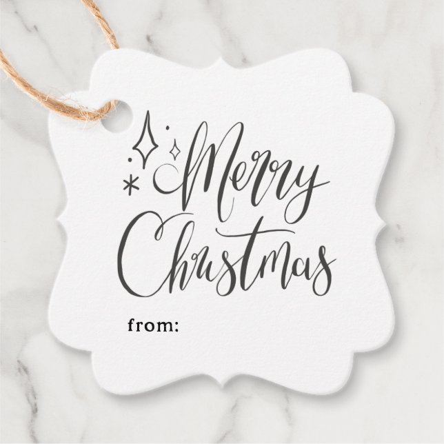 God jul Calligraphy Helgdag Gift Gåvor Etiketter (Framsida)