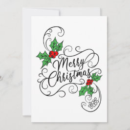 God jul Calligraphy Holly Hälsning Julkort