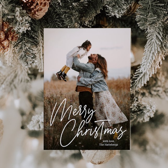 God jul Calligraphy Lettering Photo Julkort (Skapare uppladdad)