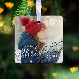 God jul Calligraphy Navy Blue Play Photo Julgransprydnad Keramik