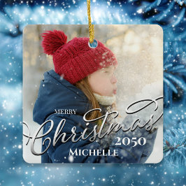 God jul Calligraphy Navy Blue Play Photo Julgransprydnad Keramik