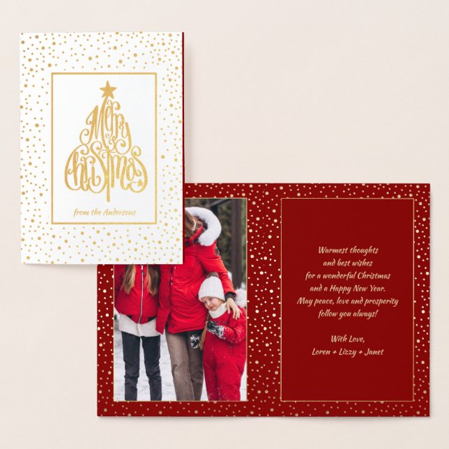 God jul. Calligraphy Photo Folierat Kort (Display)