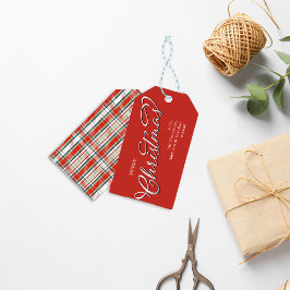 God jul Calligraphy Script Cute Red Play Presentetikett