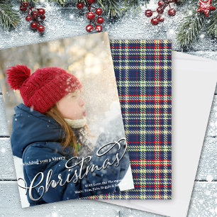 God jul Calligraphy Script Navy Blue Play Julkort