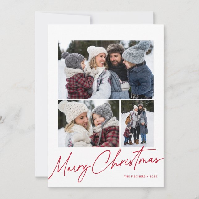 God jul Calligraphy Script Simple 4 Photo Julkort (Framsida)