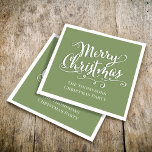 God jul Calligraphy Script Simple Grönt Pappersservett<br><div class="desc">Den här designen har ett kalligrafiskript för God jul söt papper napkin med en enkel klassisk typografi, snyggt trendig för stollig, klassiskt filigree för finare, anpassningsbar för papper party för helgdag underbar för middag, lunch eller cocktails, skräddarsydd personlig för jul, chic för festlig roligt för kreativ, minimalistisk stollig för helgdag....</div>