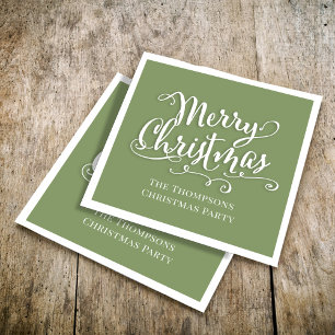 God jul Calligraphy Script Simple Grönt Pappersservett