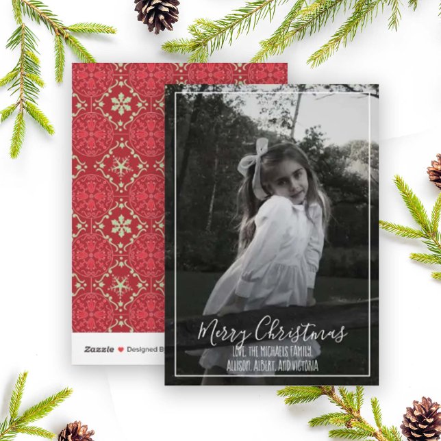 God jul Calligraphy Script Simple Photo Julkort (Skapare uppladdad)