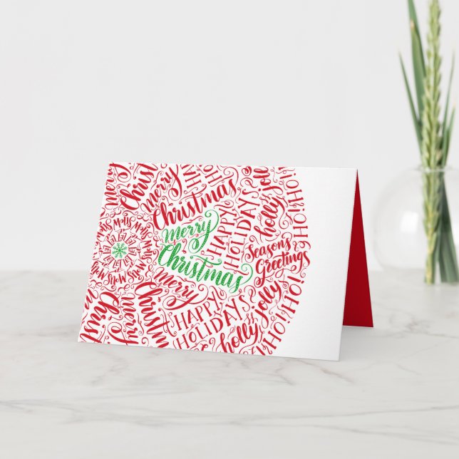 God jul Calligraphy Typography Mandala Red Helgkort (Framsida)