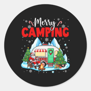 God Jul Camping Tomte Utanför Sport Match Runt Klistermärke