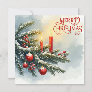 God jul Candles, Berries och prydnadsföremål Julkort