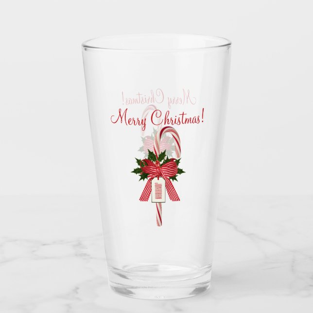 god jul Candy cane Beer Soda Pint Glass Glaskopp (Framsida)