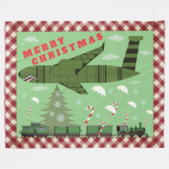 God jul Candy cane Bomber Fleece Blanket (Framsidan (Horisontell))