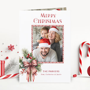 God jul Candy cane Bow Photo Helgkort