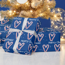 God jul Candy cane Hearts i Snöflingor Presentpapper