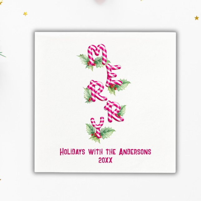 God jul Candy cane Red Grönt Helgdag Pappersservett (Skapare uppladdad)