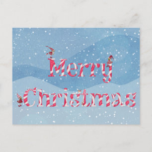God jul Candy cane Swirl Winter Gnomes Vykort