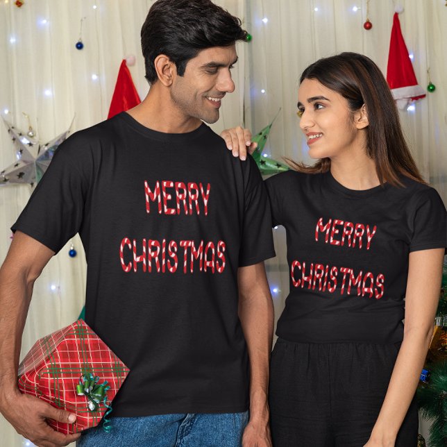 God jul Candy cane Tröja (Merry Christmas Candy Cane Font T-Shirt)