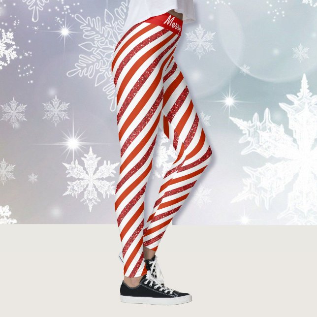 God jul Candy Strippad Faux Glitter Leggin Leggings (Skapare uppladdad)