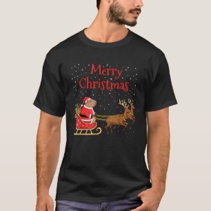 God jul Capybara Riding Santa Sleigh med T Shirt