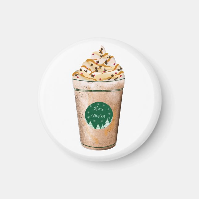 God jul Caramel Drizzed Latte Keychain Magnet (Framsidan)