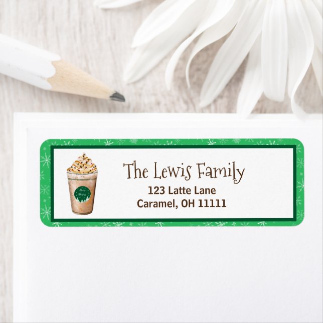 God jul Caramel Drizzled Latte Returadress Etikett (Insitu)