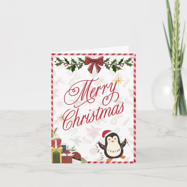 God jul Card - Cute Penguin Helgkort (Framsida)