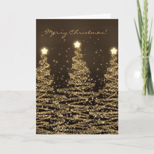 God jul Card Elegant Sparkling Träd Black Helgkort