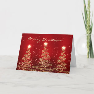 God jul Card Elegant Sparkling Träd Red Helgkort