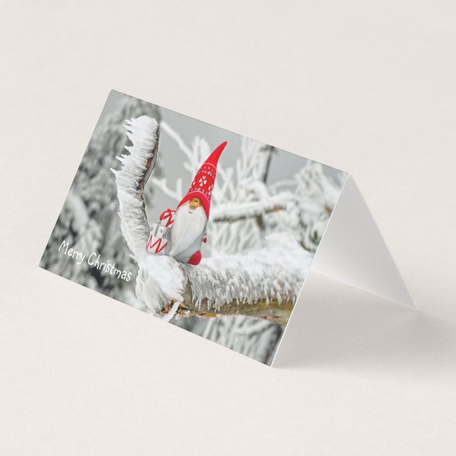 God jul Card Gnome Red Hat Kort (Framsida)
