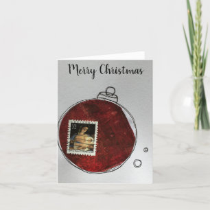 God jul Card - hand plockade ornament 2020-2011 Tack Kort