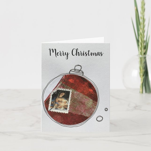 God jul Card - hand plockade ornament 2020-2 Tack Kort (Framsida)