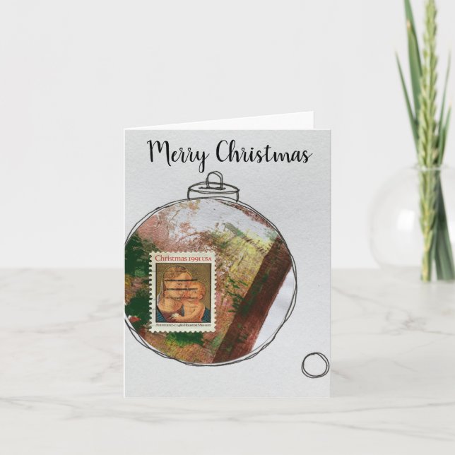 God jul Card - hand plockade ornament 2020-3 Tack Kort (Framsida)